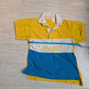 VINTAGE 1980s Youth S Color Block Coca-Cola Polo, Novelty, Kids